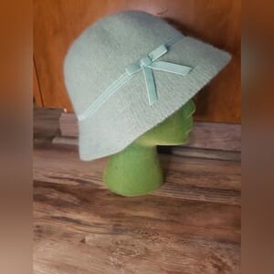 GAP Medium Large Green Rabbit Hair & Wool Cloche Bucket Winter Hat